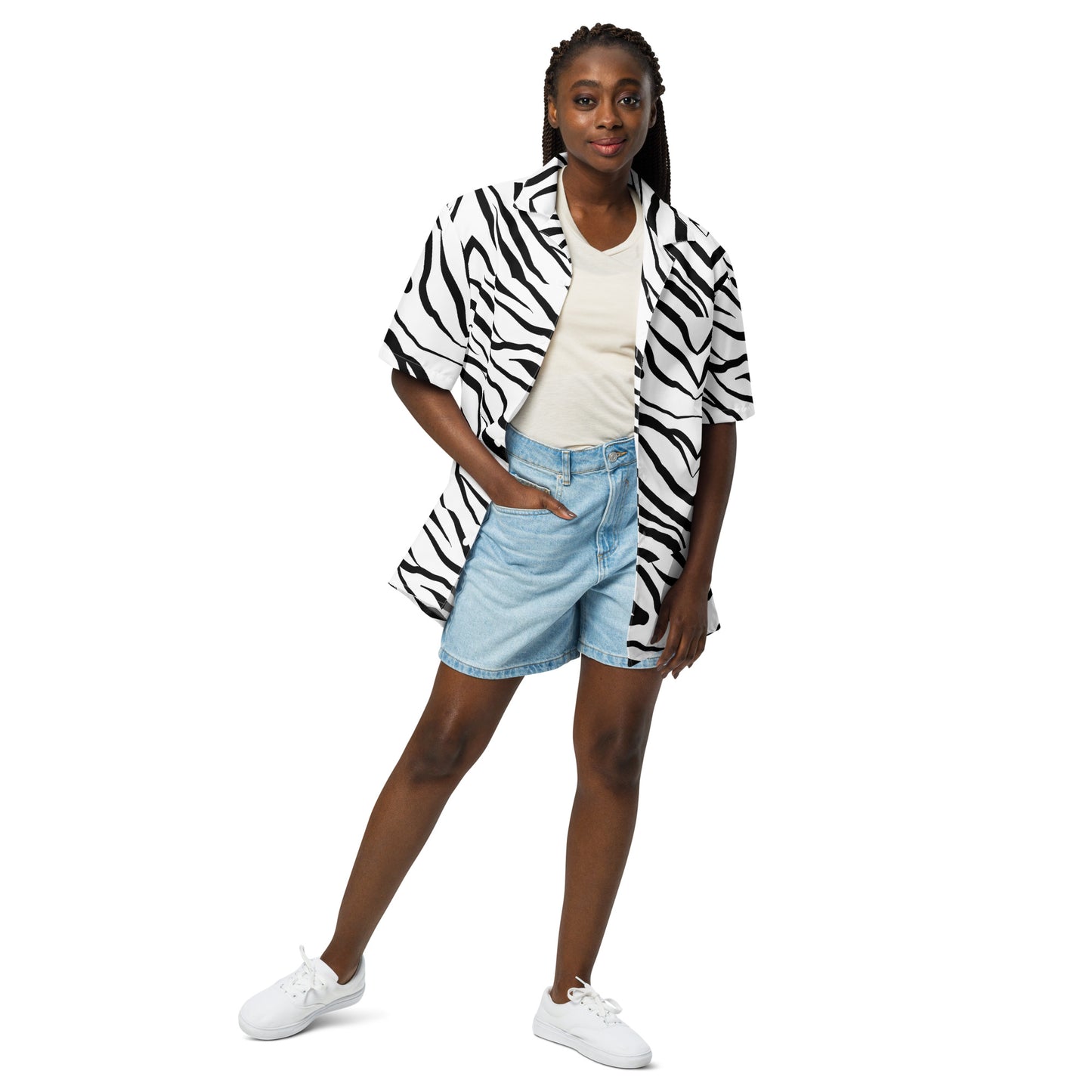 Striped Zebra Vibrance Button Shirt - FLAKOUT