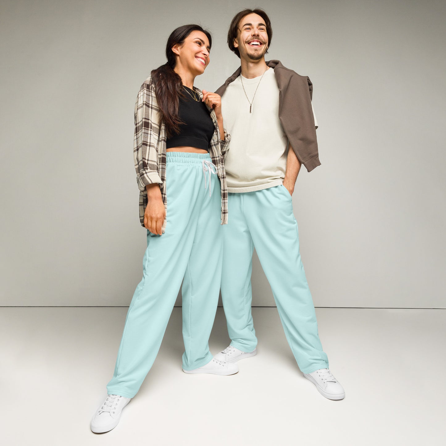 Unisex Wide-leg Recycled Joggers - Light Blue - FLAKOUT