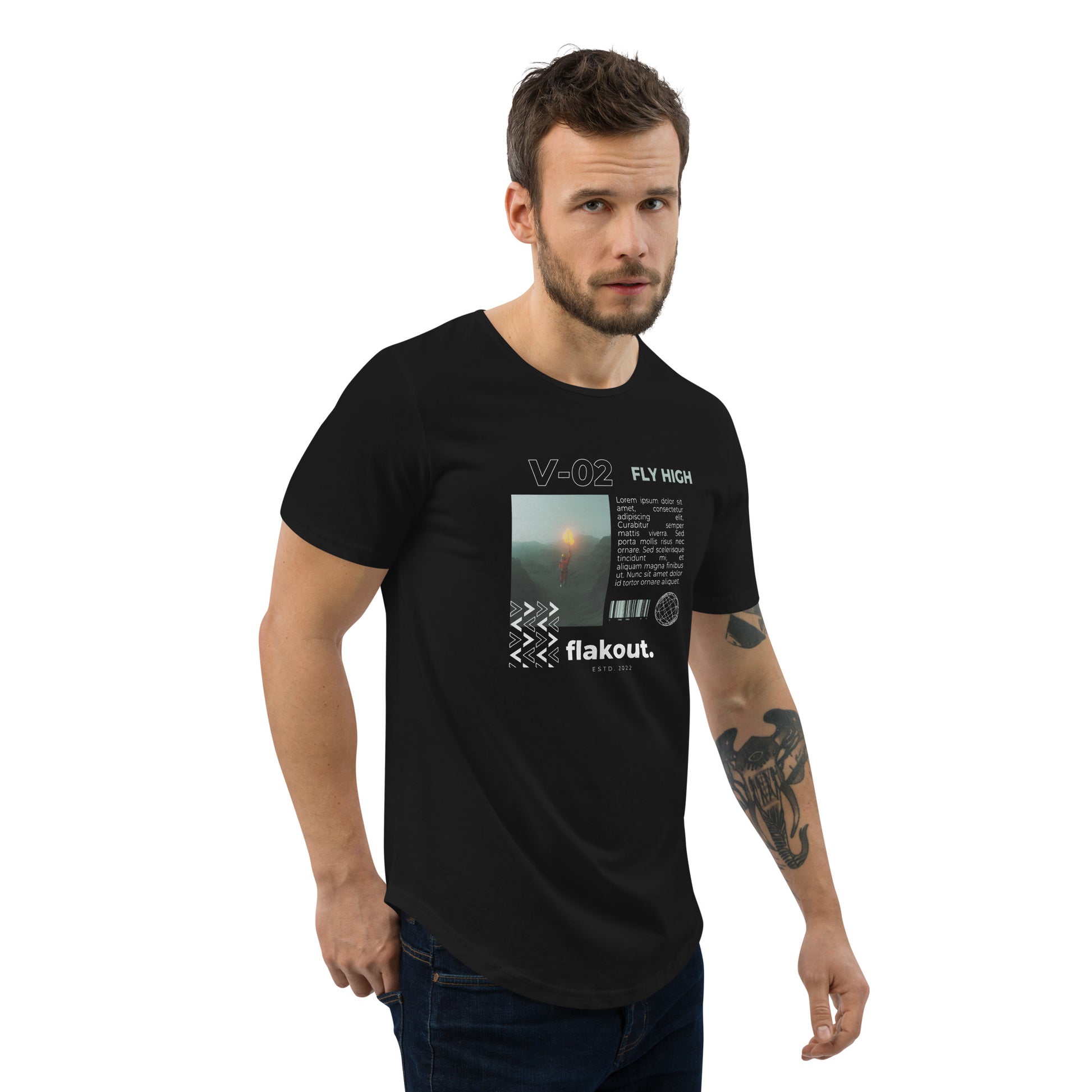 Fly High Voyager Men's Curved Hem T-Shirt - FLAKOUT