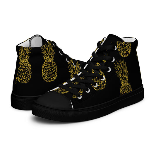 Pineapple Bliss Men’s High Top Canvas Shoes - FLAKOUT