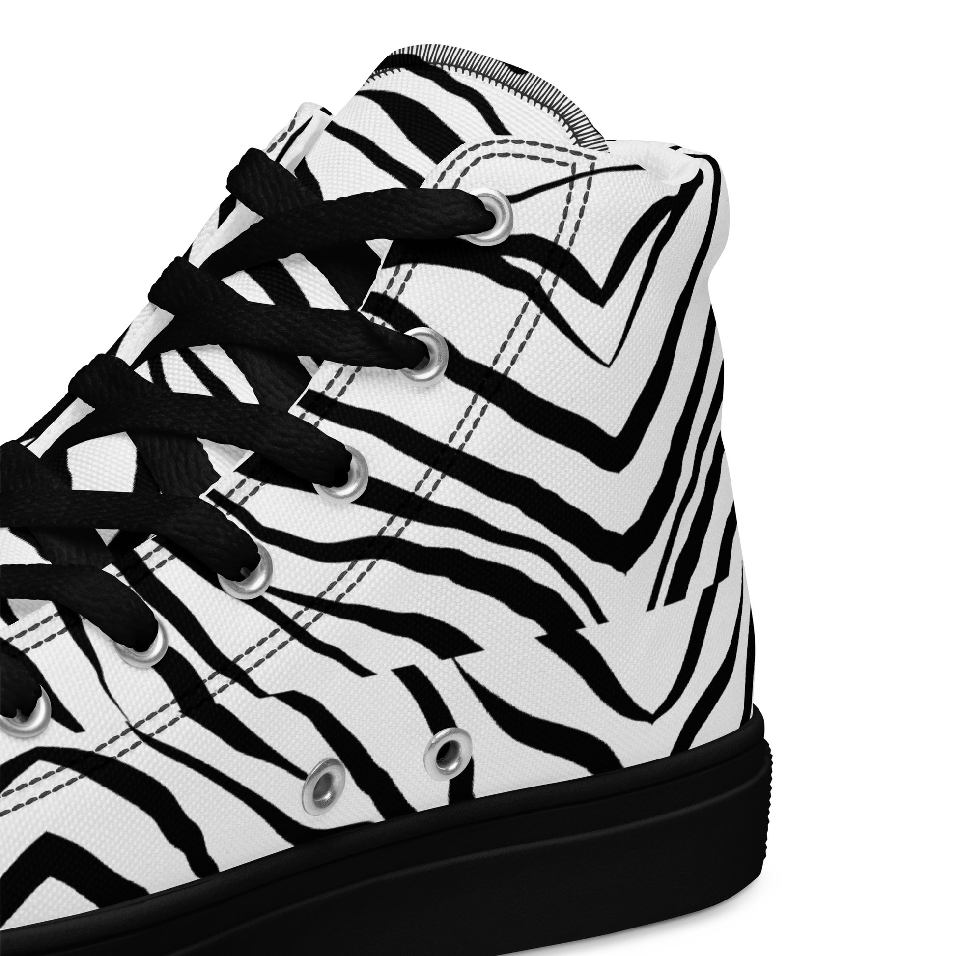 Striped Zebra Vibrance Men’s High Top Canvas Shoes - FLAKOUT