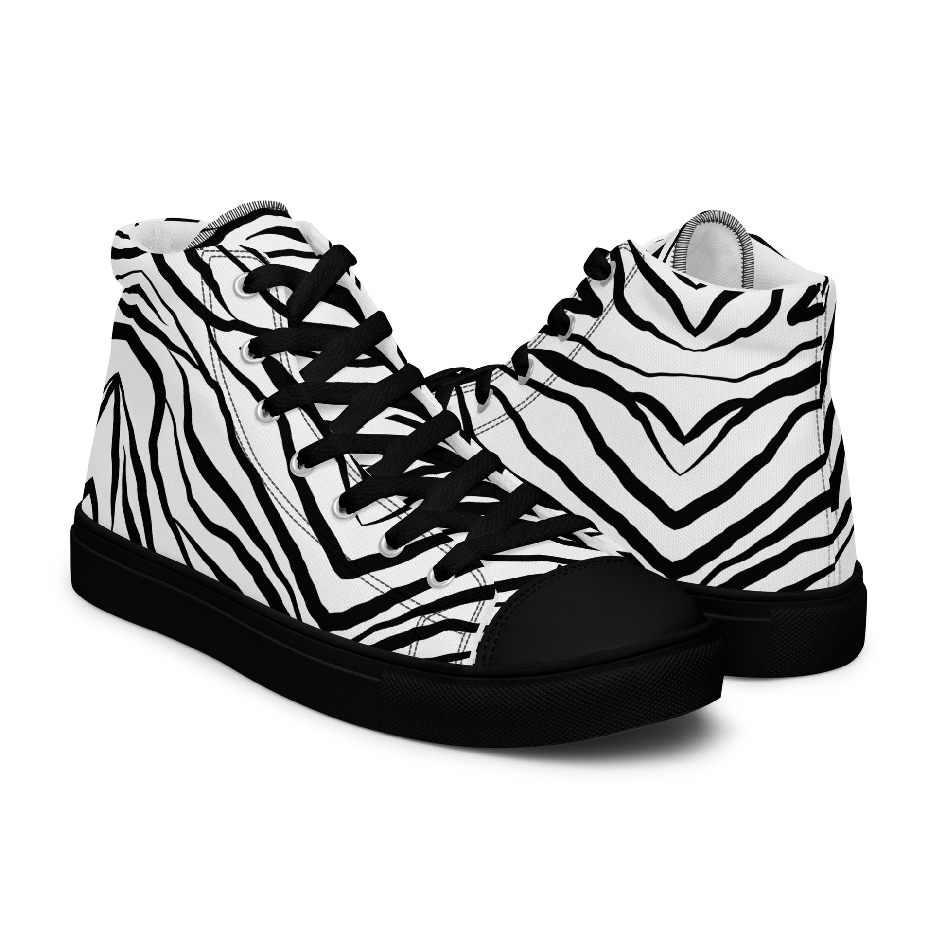 Striped Zebra Vibrance Men’s High Top Canvas Shoes - FLAKOUT