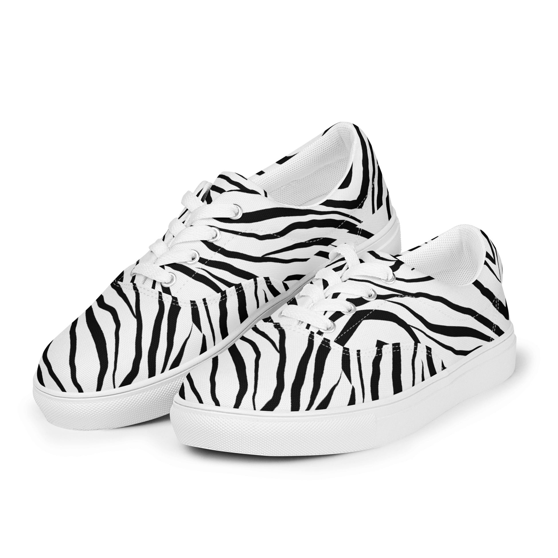 Striped Zebra Vibrance Men’s Lace-up Canvas Shoes - FLAKOUT