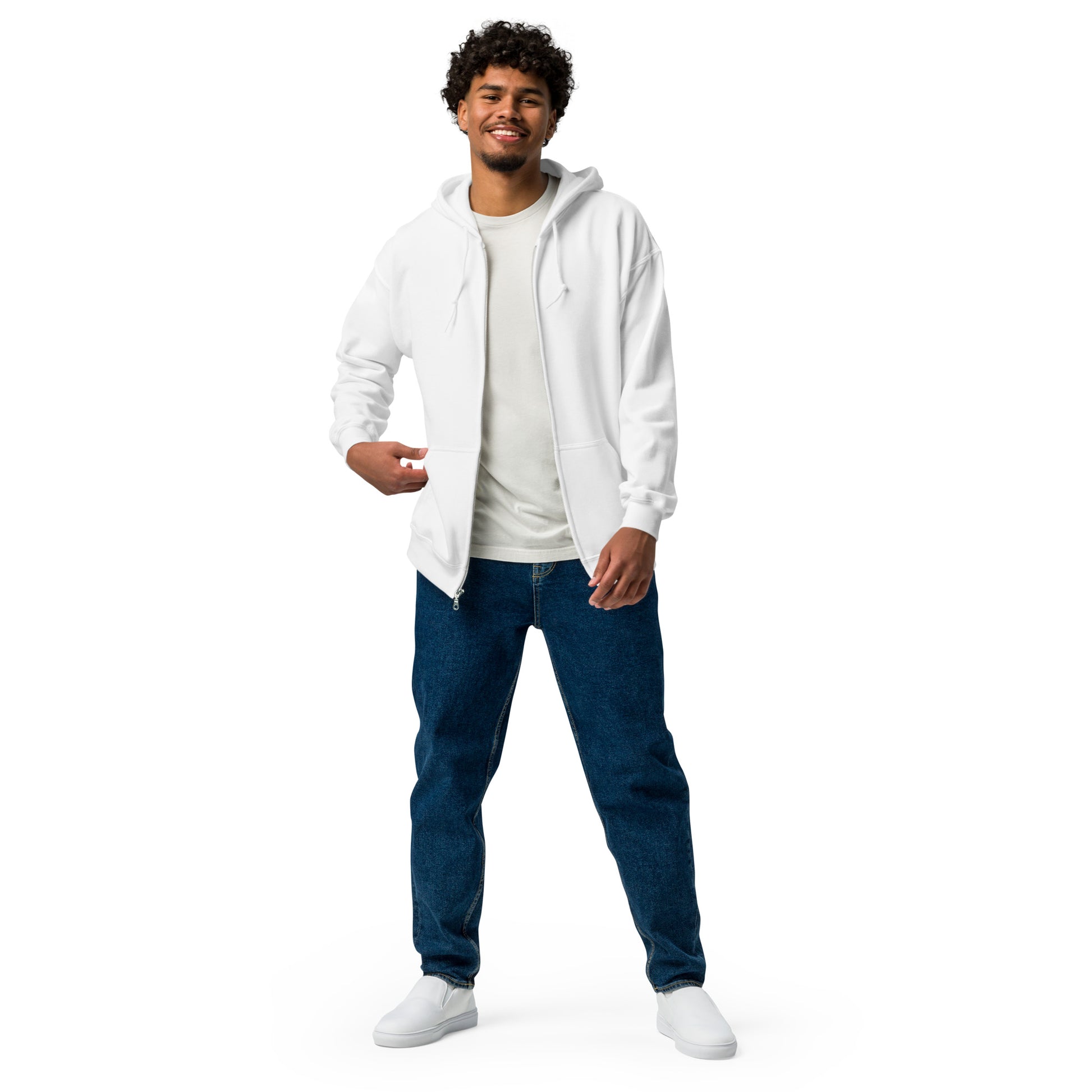 Celestial Heliacal Glow Heavy Harmony Fusion Zip Hoodie - White - FLAKOUT