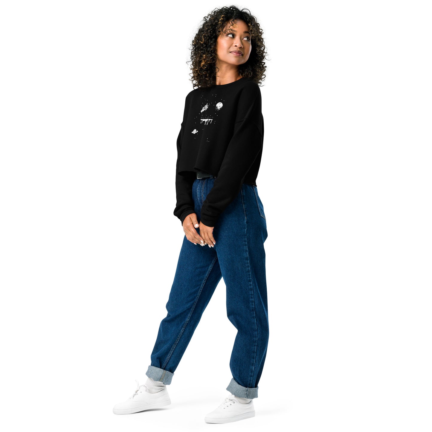 Astronaut Women's Crop Sweatshirt - Black - FLAKOUT