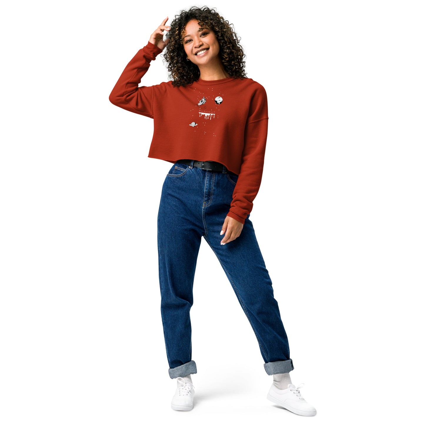 Astronaut Women's Crop Sweatshirt - Brick - FLAKOUT