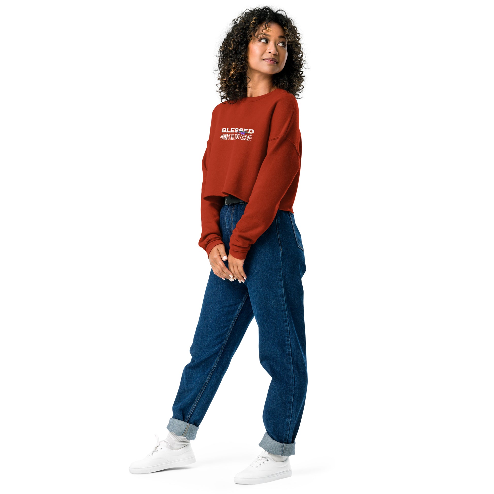 Divine Grace Blessed Women's Crop Sweatshirt - Brick - FLAKOUT