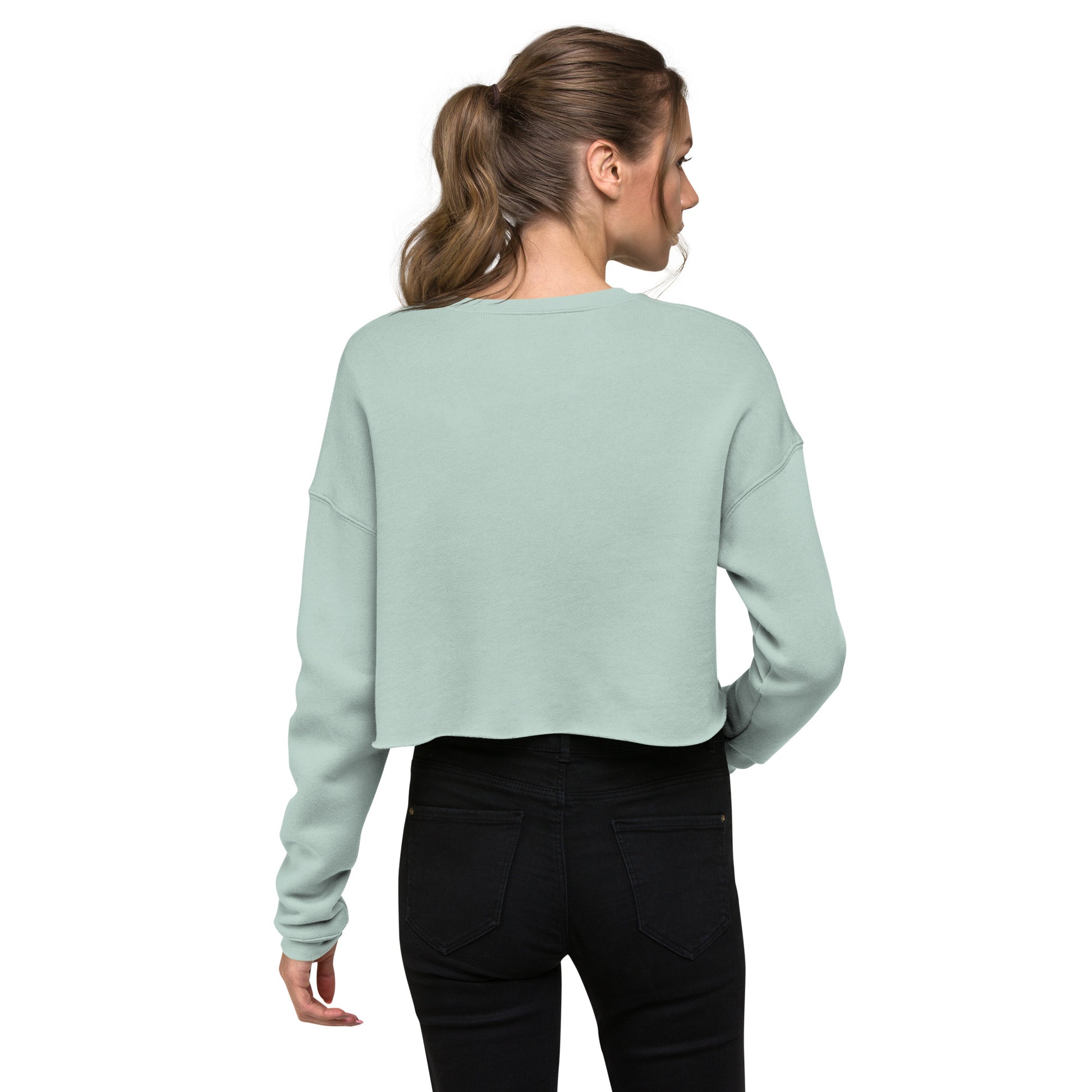 Vivid Existence Live Your Life Women's Crop Sweatshirt - Dusty Blue - FLAKOUT