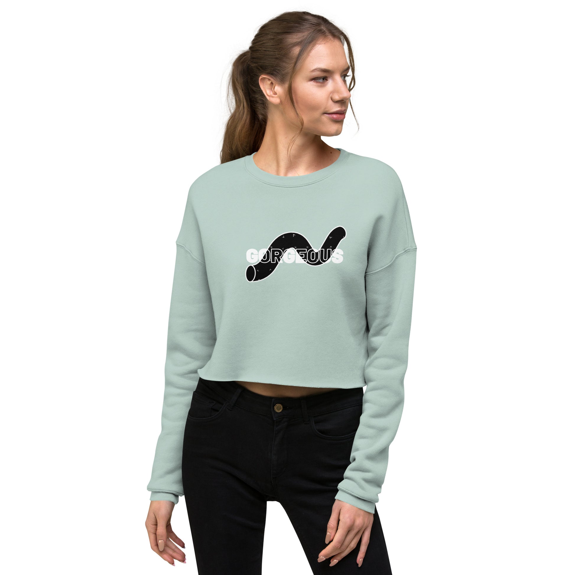 Gorgeous Opullent Allure Women's Crop Sweatshirt - Dusty Blue - FLAKOUT