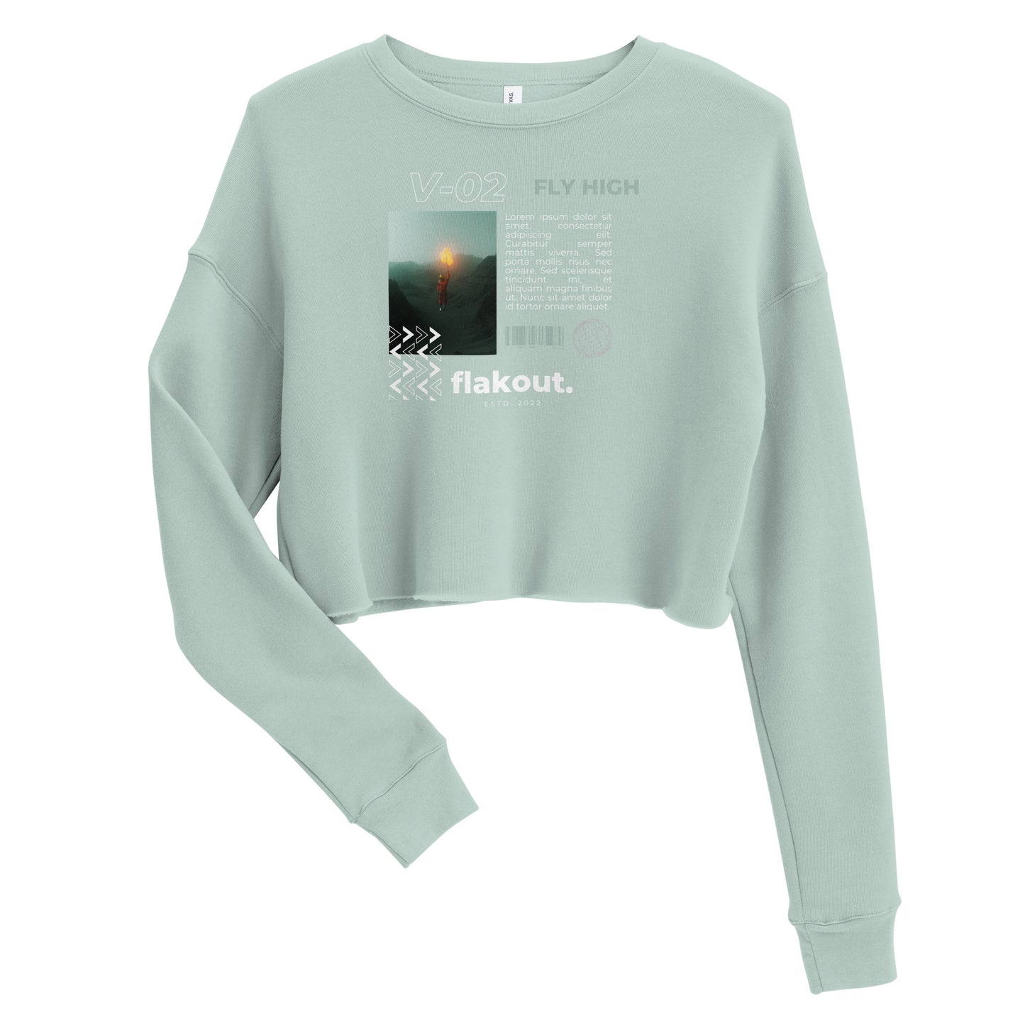 Fly High Voyager Women's Crop Sweatshirt - Dusty Blue - FLAKOUT