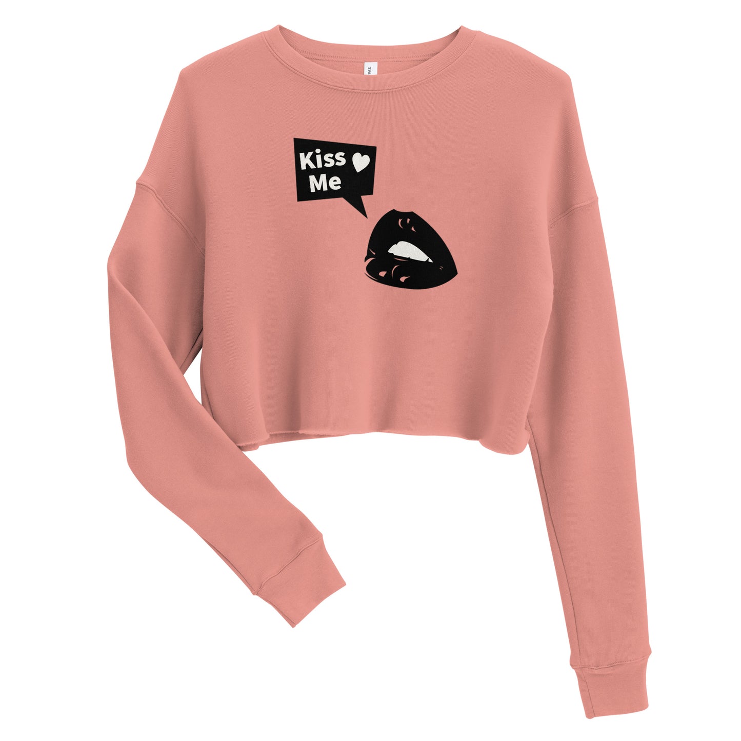 Sweet Talker Kiss Me Women's Crop Sweatshirt - Mauve - FLAKOUT