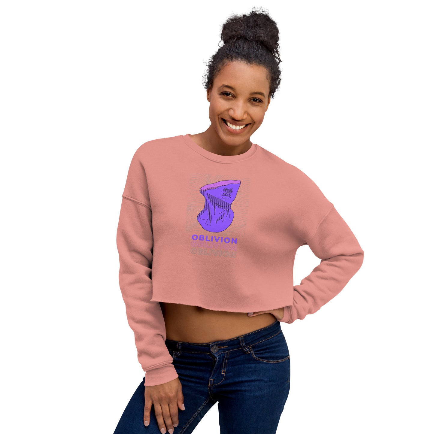 Violet Veil Of Oblivion Women's Crop Sweatshirt - Mauve - FLAKOUT