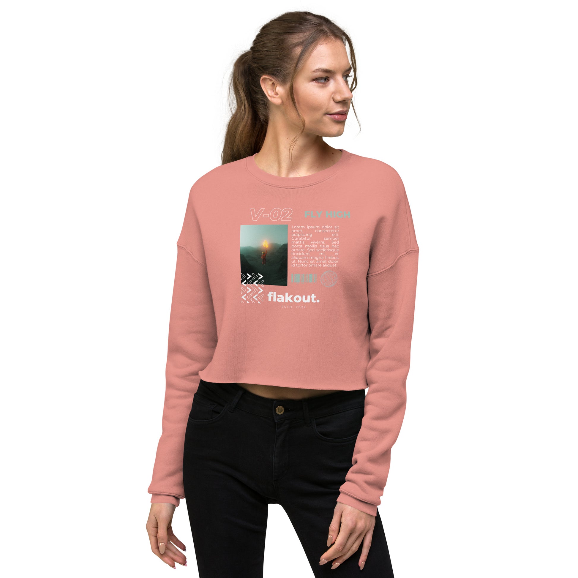 Fly High Voyager Women's Crop Sweatshirt - Mauve - FLAKOUT