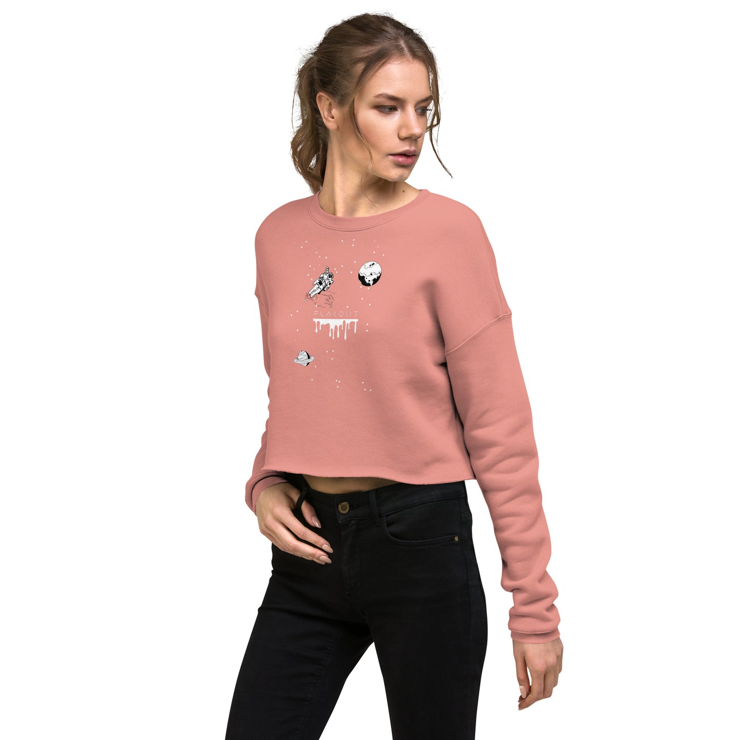 Astronaut Women's Crop Sweatshirt - Mauve - FLAKOUT