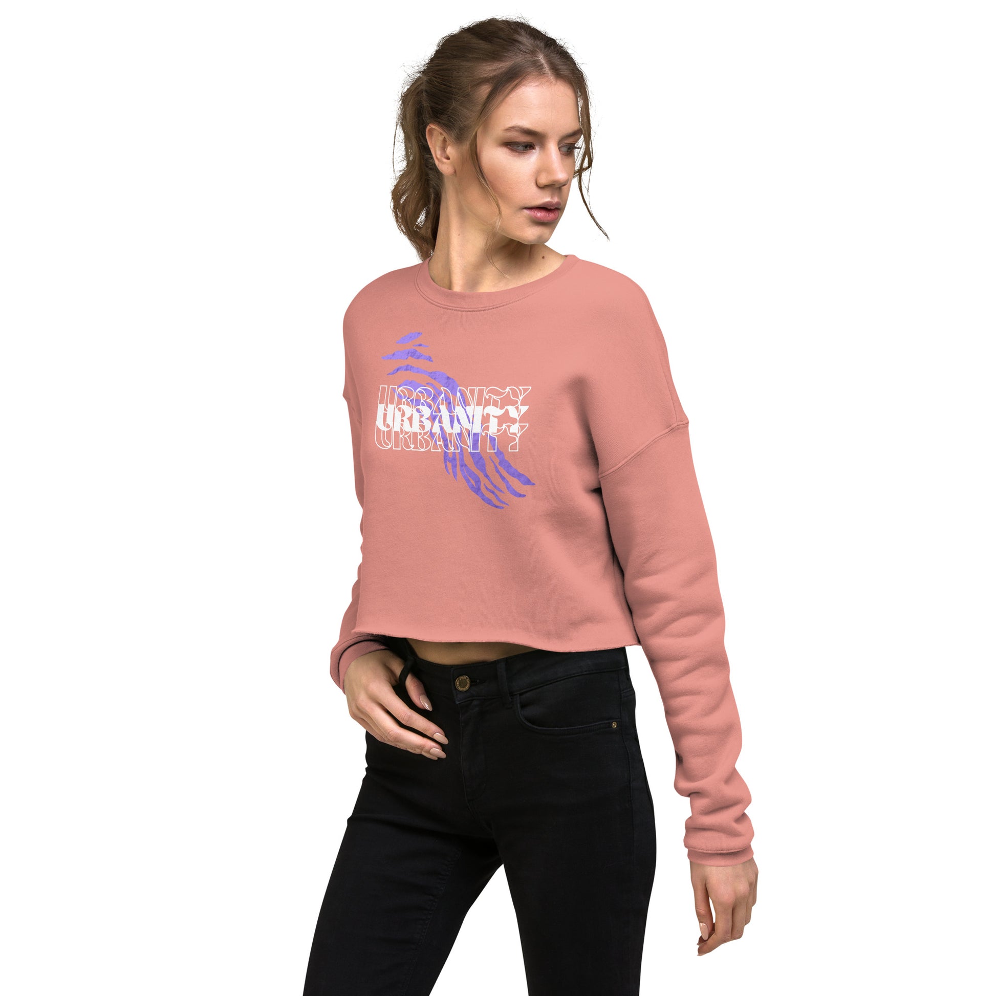 Streetwise Urbanity Women's Crop Sweatshirt - Mauve - FLAKOUT