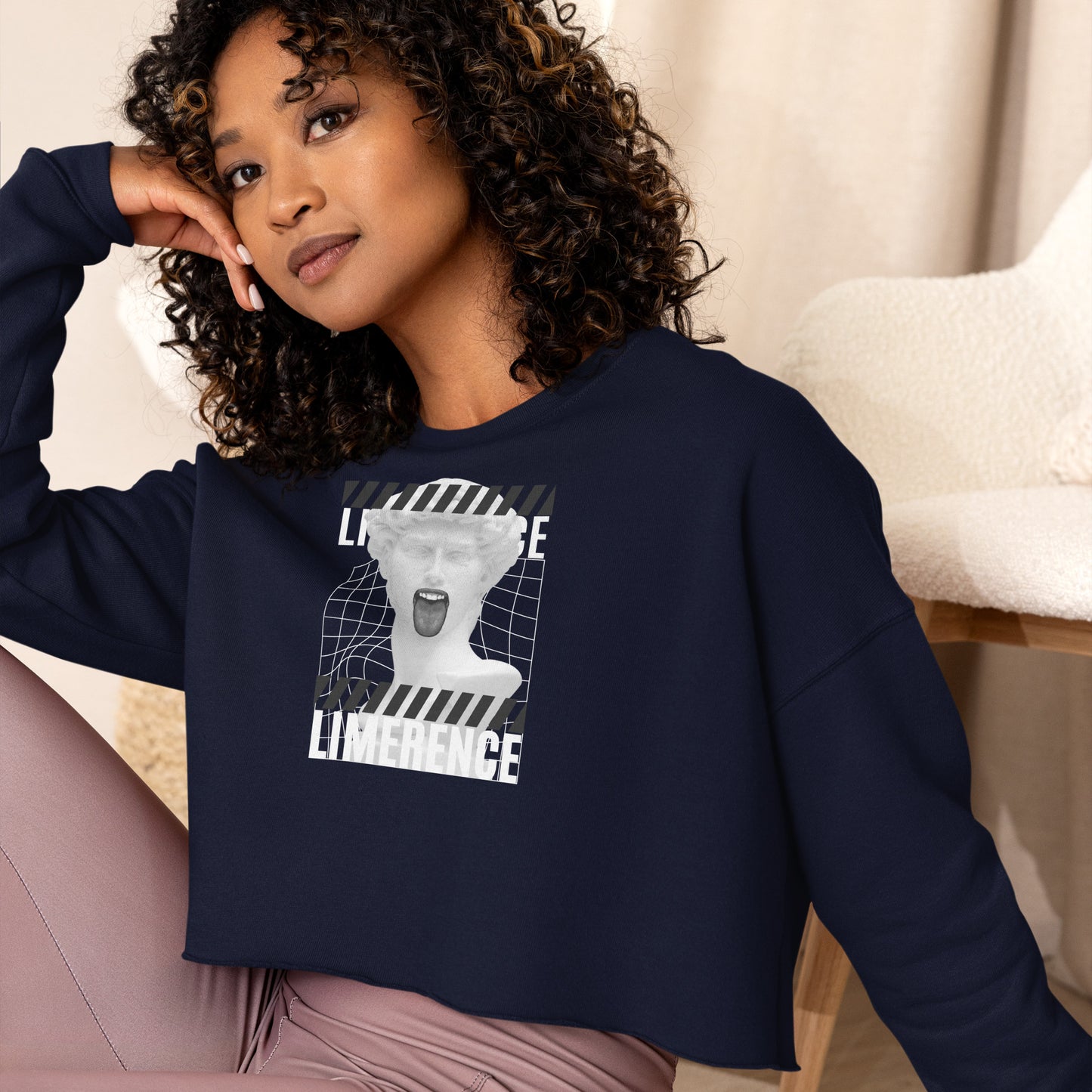 Limerence Women's Crop Sweatshirt - Navy - FLAKOUT