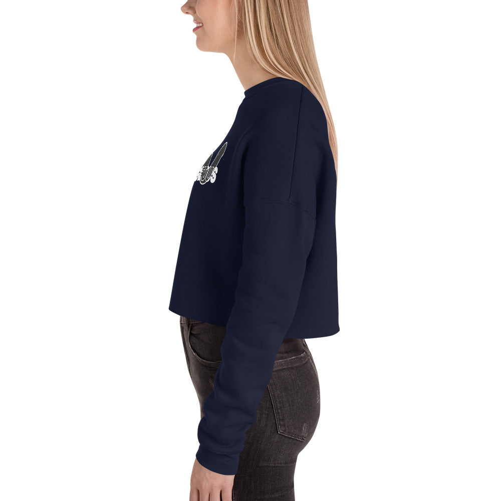 Gorgeous Opullent Allure Women's Crop Sweatshirt - Navy - FLAKOUT