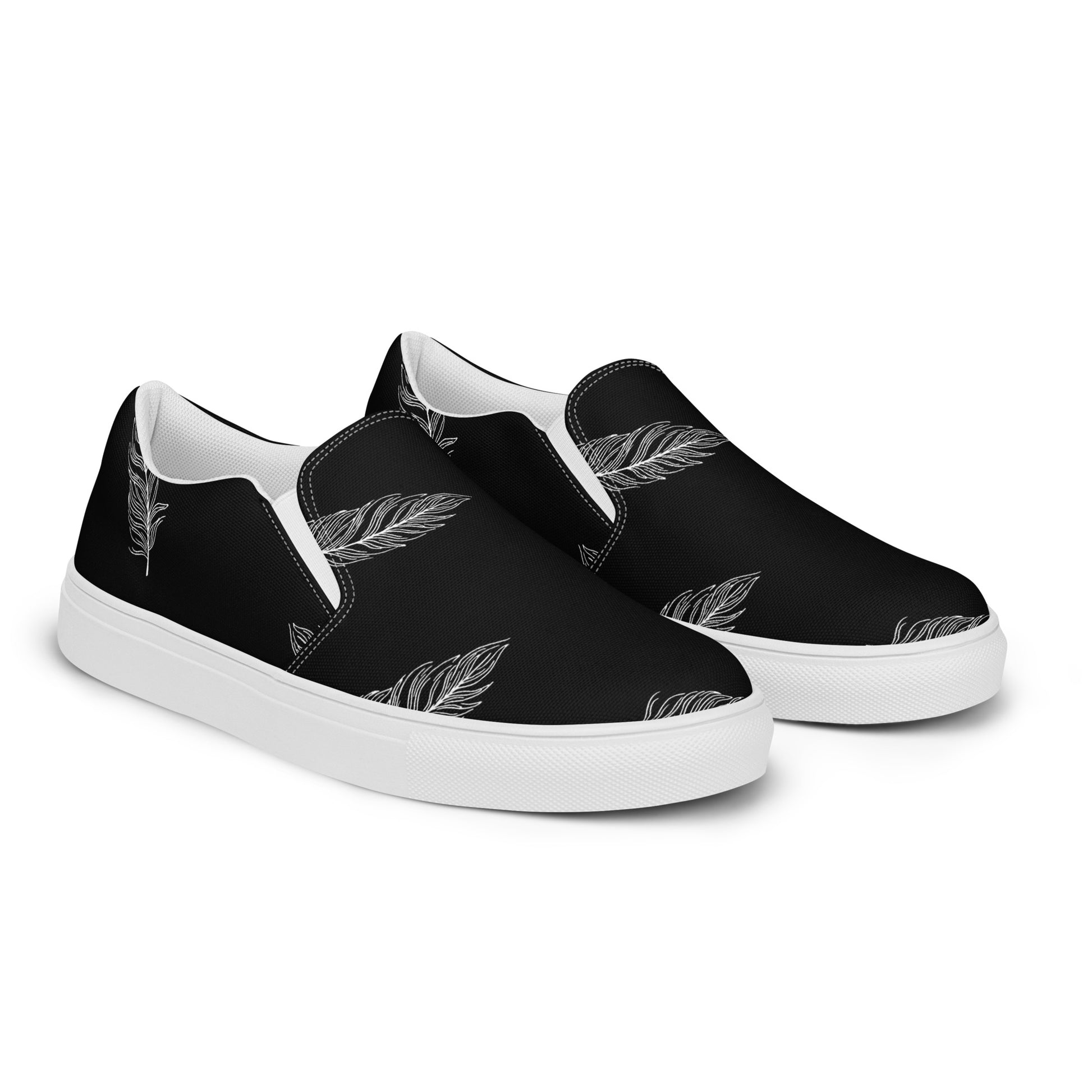 Ethereal Plumes Women’s Slip-On Canvas Shoes - FLAKOUT