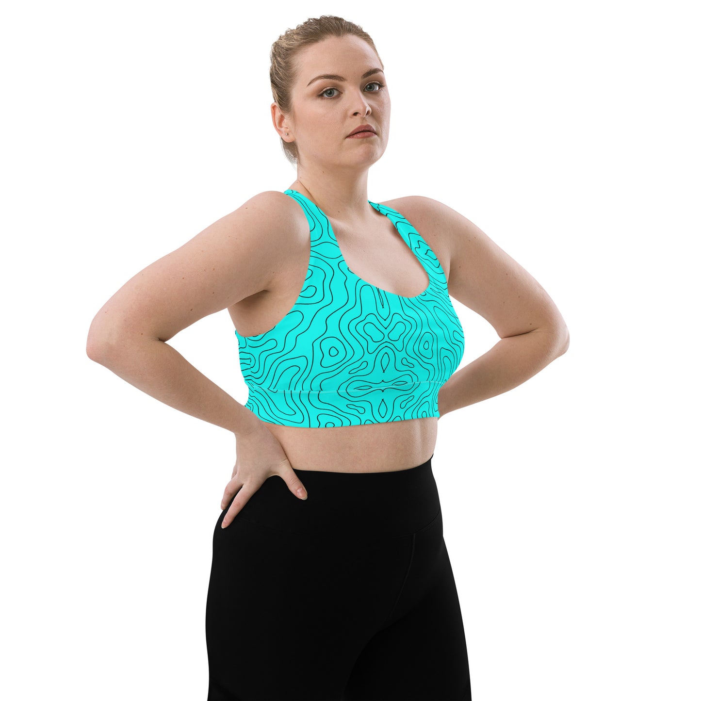 Blue Abyss Women's Longline Sports Bra - FLAKOUT