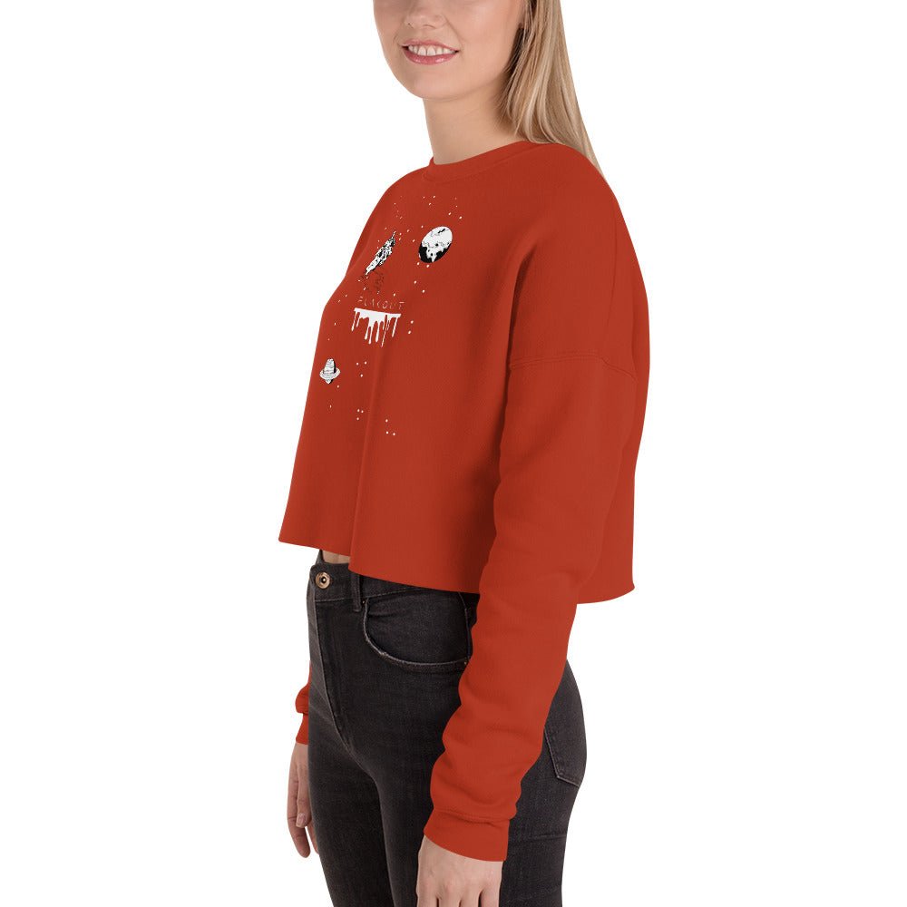 Astronaut Women's Crop Sweatshirt - Brick - FLAKOUT